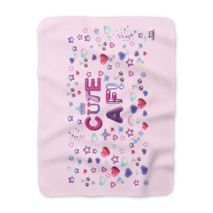 Cute AF Sherpa Blanket — Pink Heart & Stars Cosy Throw | PositiveHug