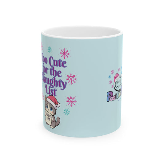 Christmas Cat Ceramic Mug, Too Cute for the Naughty List | PositiveHug