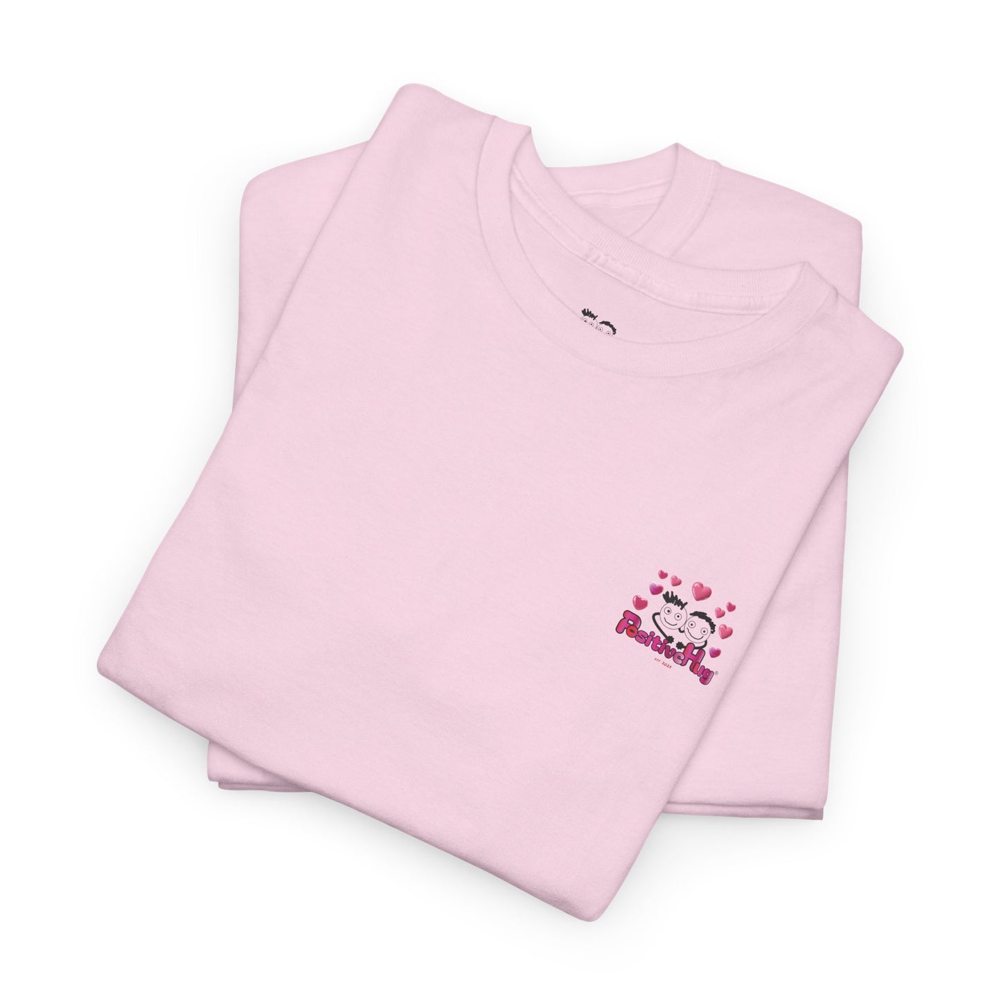 Cute PositiveHug logo with love hearts tee