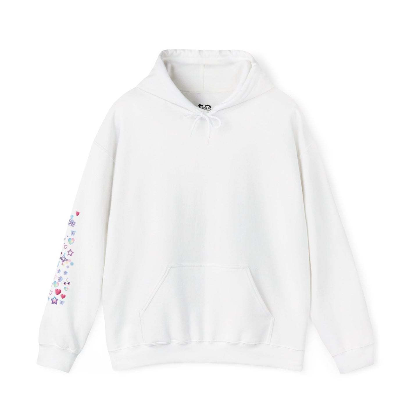 Cute PositiveHug Logo Hoodie with Hearts - Back Graphic
