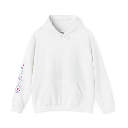 Cute PositiveHug Logo Hoodie with Hearts - Back Graphic