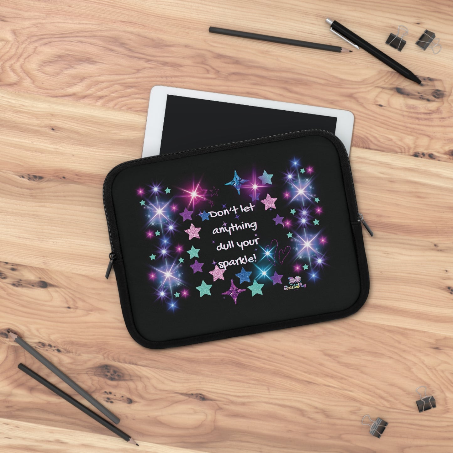 Sparkle Stars Laptop Sleeve — "Don't let anything dull your sparkle!" Inspirational Glitter Tech Case