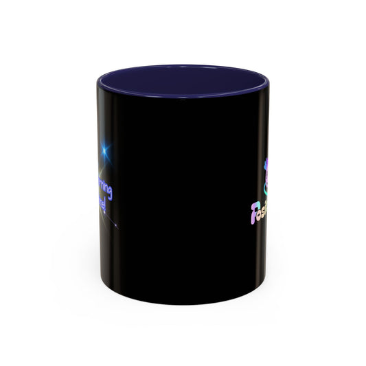 Bright Positivity Good Morning Starshine Neon Cheerful Coffee Mug by PositiveHug - Black exterior