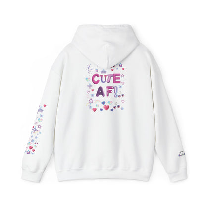 "Cute AF!" Kawaii Pastel Heart & Stars Hoodie — Back Graphic | PositiveHug