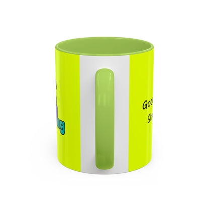 'Good Morning Starshine' Neon Cheerful Coffee Mug by PositiveHug - Yellow exterior