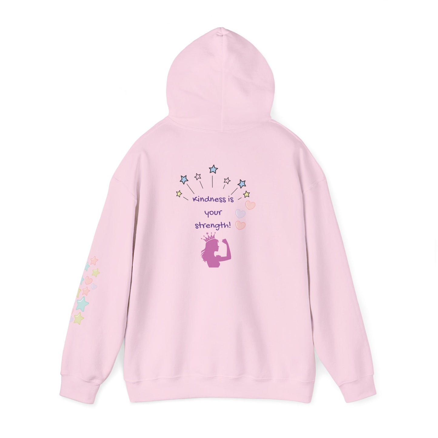 Kindness Is Your Strength  — Pastel Hearts & Stars Motivational Hoodie