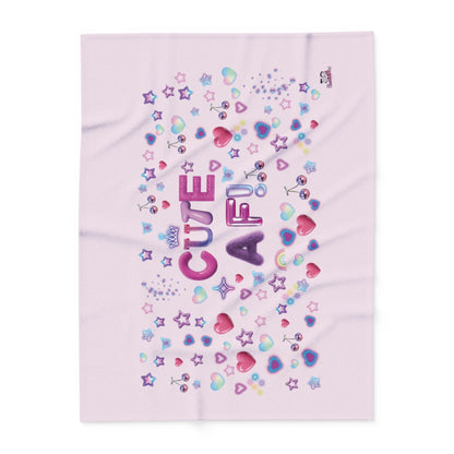 Cute AF Pink Plush Fleece Blanket — Heart & Star Cosy Cute Throw | PositiveHug