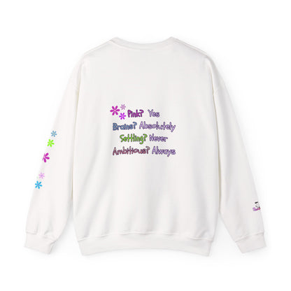Women's Empowerment Crewneck Sweatshirt — "Pink? Yes. Brains? Absolutely." | PositiveHug