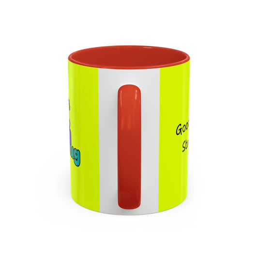 'Good Morning Starshine' Neon Cheerful Coffee Mug by PositiveHug - Yellow exterior