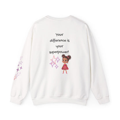 Your Difference Is Your Superpower - Crewneck Sweatshirt With Inspirational Back Graphic