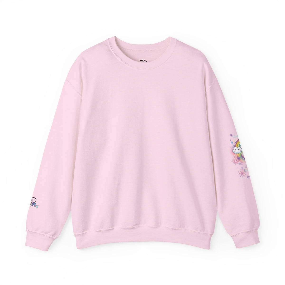 'Try to Be the Rainbow in Someone Else's 💩 Storm' Cute Rainbow Cloud Graphic Crewneck Sweatshirt | PositiveHug