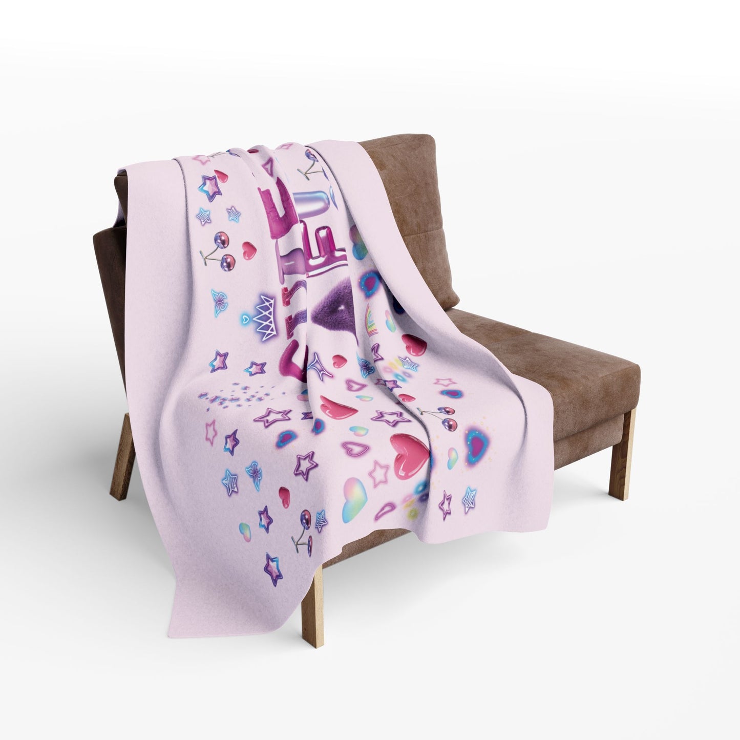 Cute AF Pink Plush Fleece Blanket — Heart & Star Cosy Cute Throw | PositiveHug