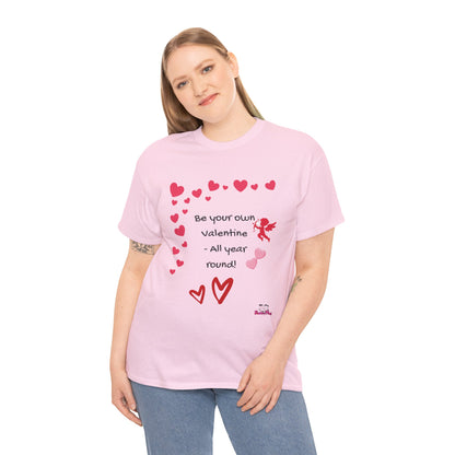 Be Your Own Valentine Women's Self-Love T-Shirt — Cute Playful Heart Cupid Design | PositiveHug