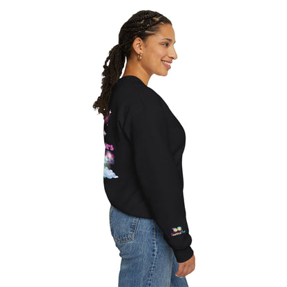 'Try to Be the Rainbow in Someone Else's 💩 Storm' Cute Rainbow Cloud Graphic Crewneck Sweatshirt | PositiveHug
