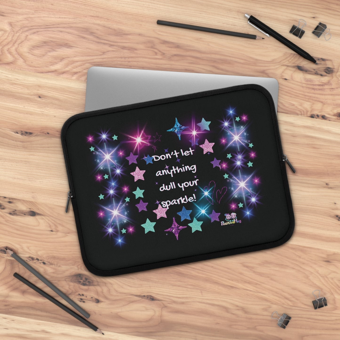 Sparkle Stars Laptop Sleeve — "Don't let anything dull your sparkle!" Inspirational Glitter Tech Case