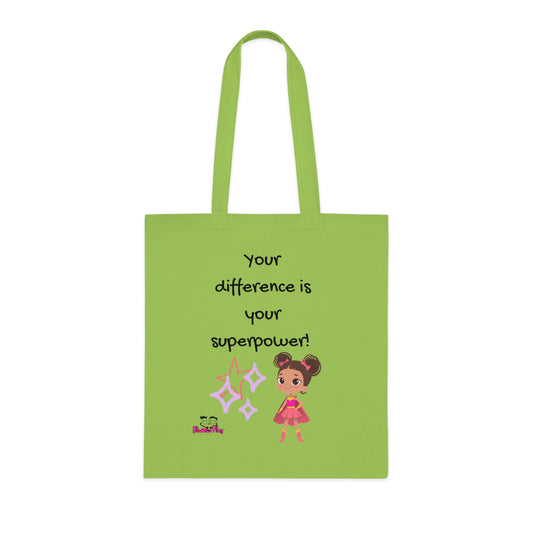Your difference is your superpower!  Positive Vibes Cotton Tote Bag - Inspirational & Fun Design