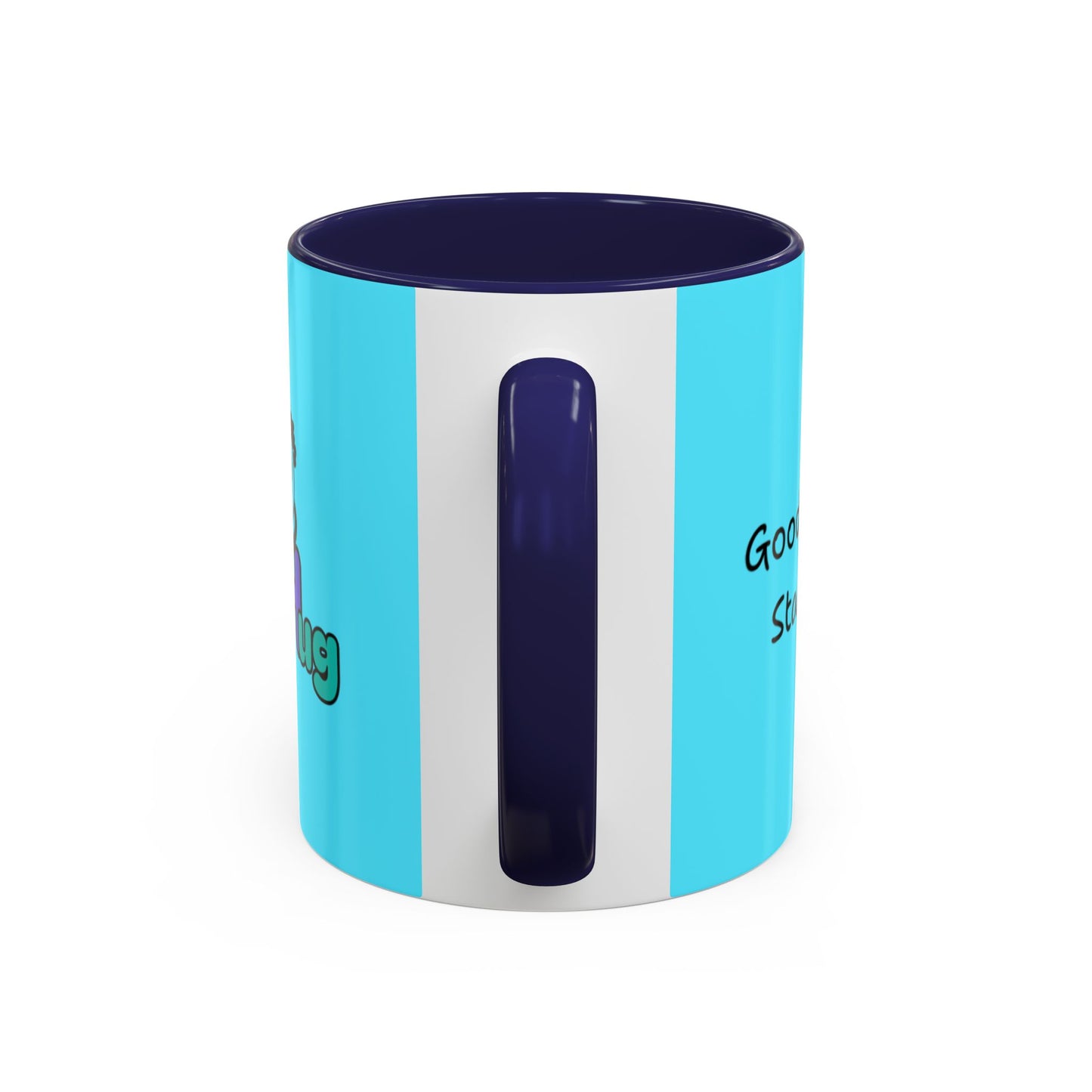 'Good Morning Starshine' Neon Cheerful Coffee Mug by PositiveHug - Turquoise exterior