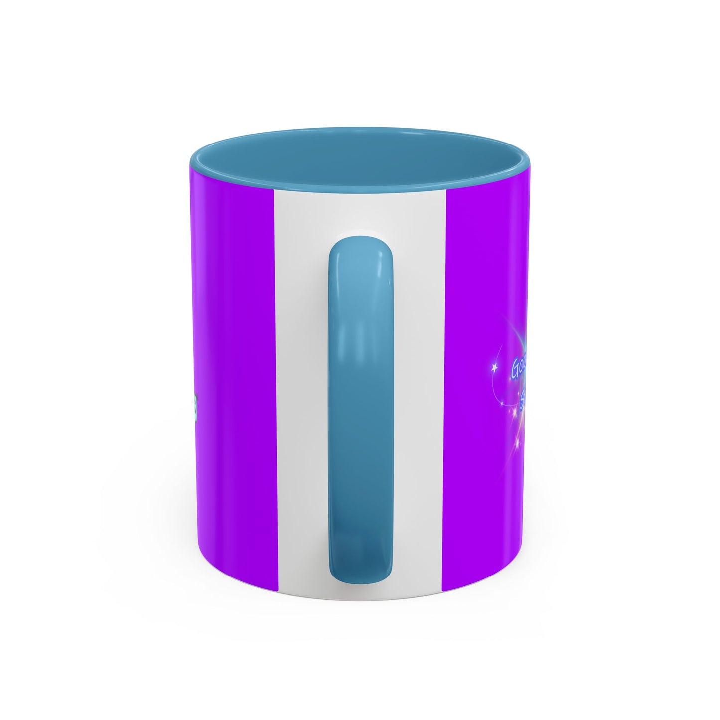 Good Morning Starshine - Neon Cheerful Coffee Mug by PositiveHug - Purple exterior