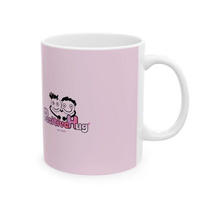 Powered by Positivity & a Little Delulu Mug — Cute Floral Kawaii Coffee Cup (11oz / 15oz) | PositiveHug