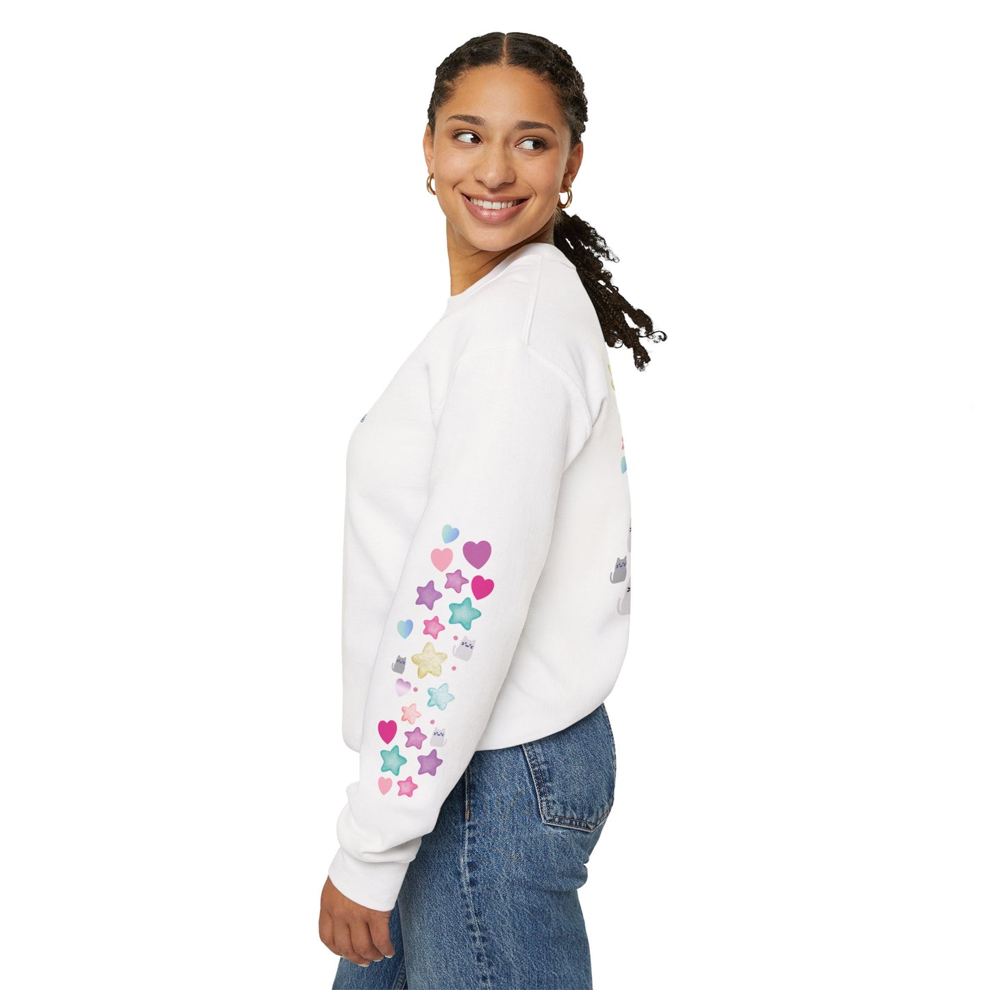 'You Were Born to Stand Out'  Cute Cat Sweatshirt with Print on Back and sleeve