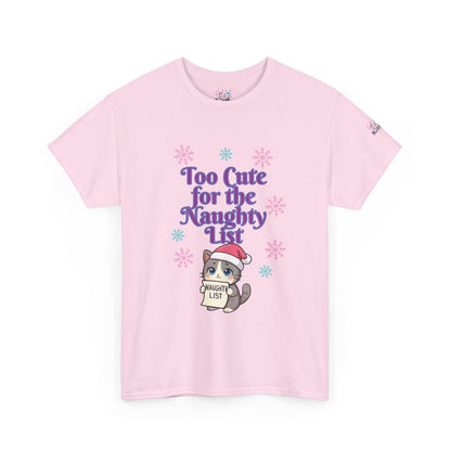Christmas Cat T-Shirt, Too Cute for the Naughty List | PositiveHug