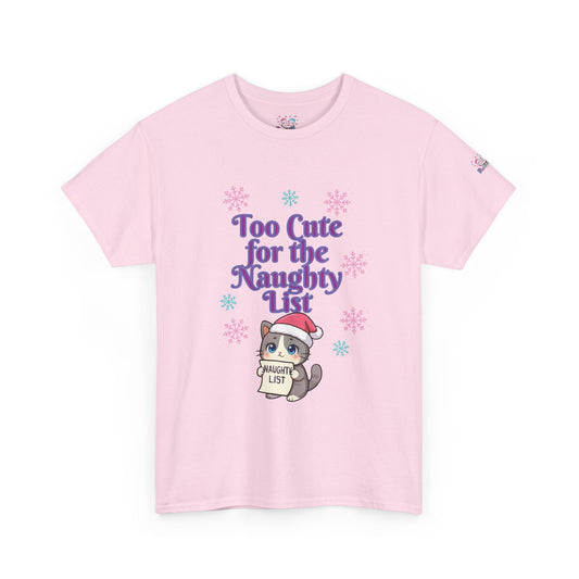 Christmas Cat T-Shirt, Too Cute for the Naughty List | PositiveHug
