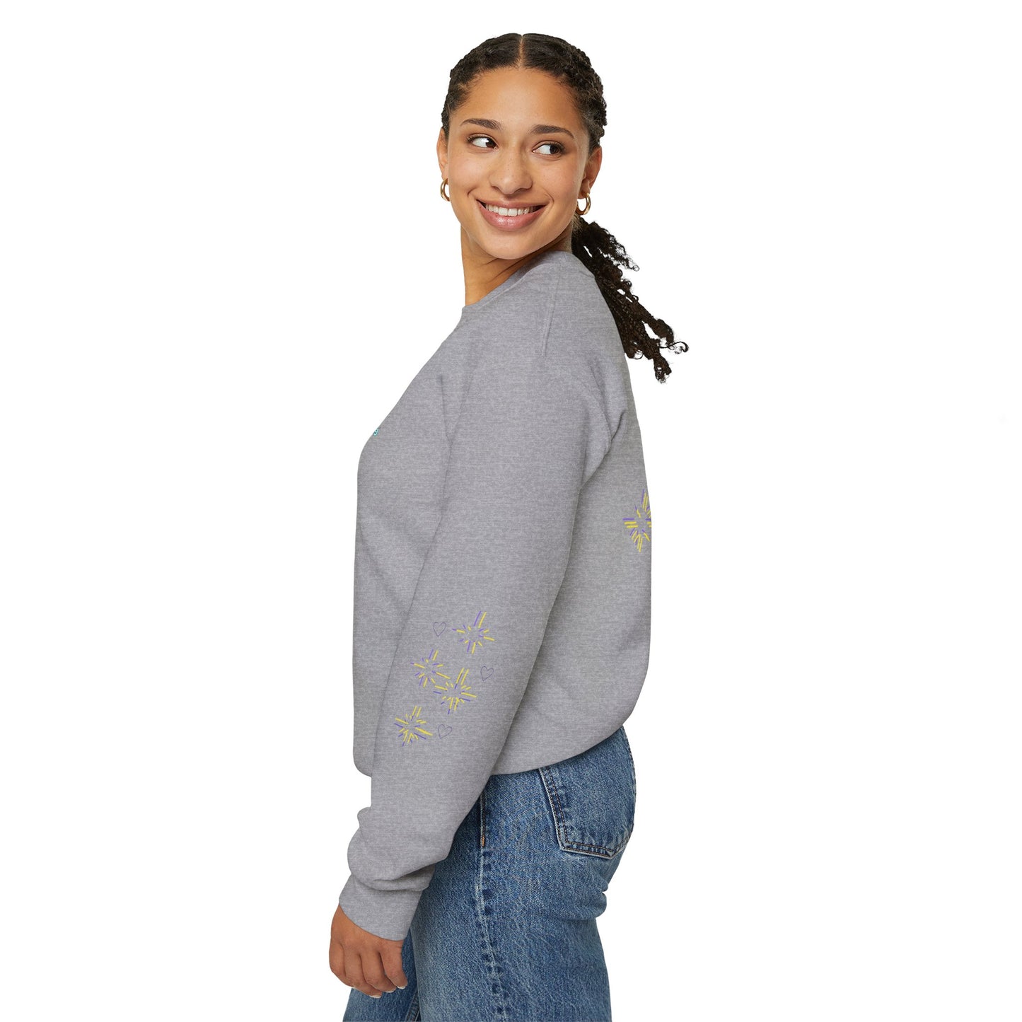 Never Giving Up motivational quote Sweatshirt | Pink speech bubble, stars, women supporting women