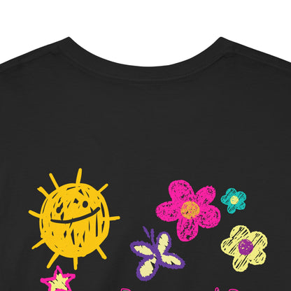 "Powered By Positivity & A Little Delulu" Cute Doodle Graphic Tee | PositiveHug