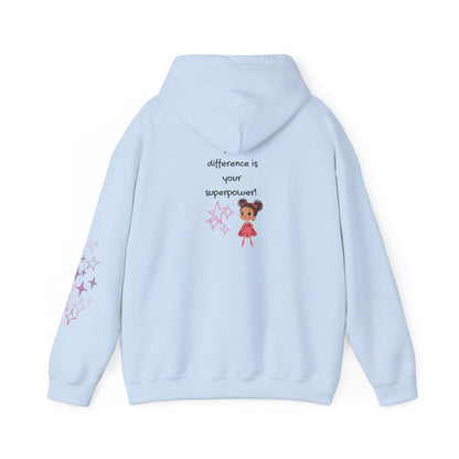 Your Difference Is Your Superpower -  Female Empowerment Graphic Hoodie - Graphic Back