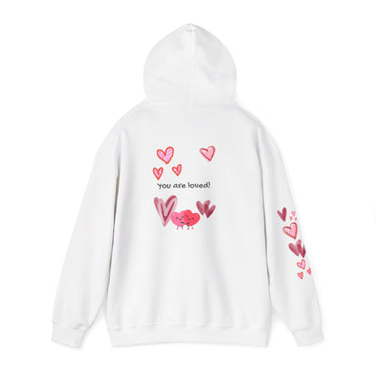 "You Are Loved" Hoodie — Cute Heart Graphic Message on Back | PositiveHug