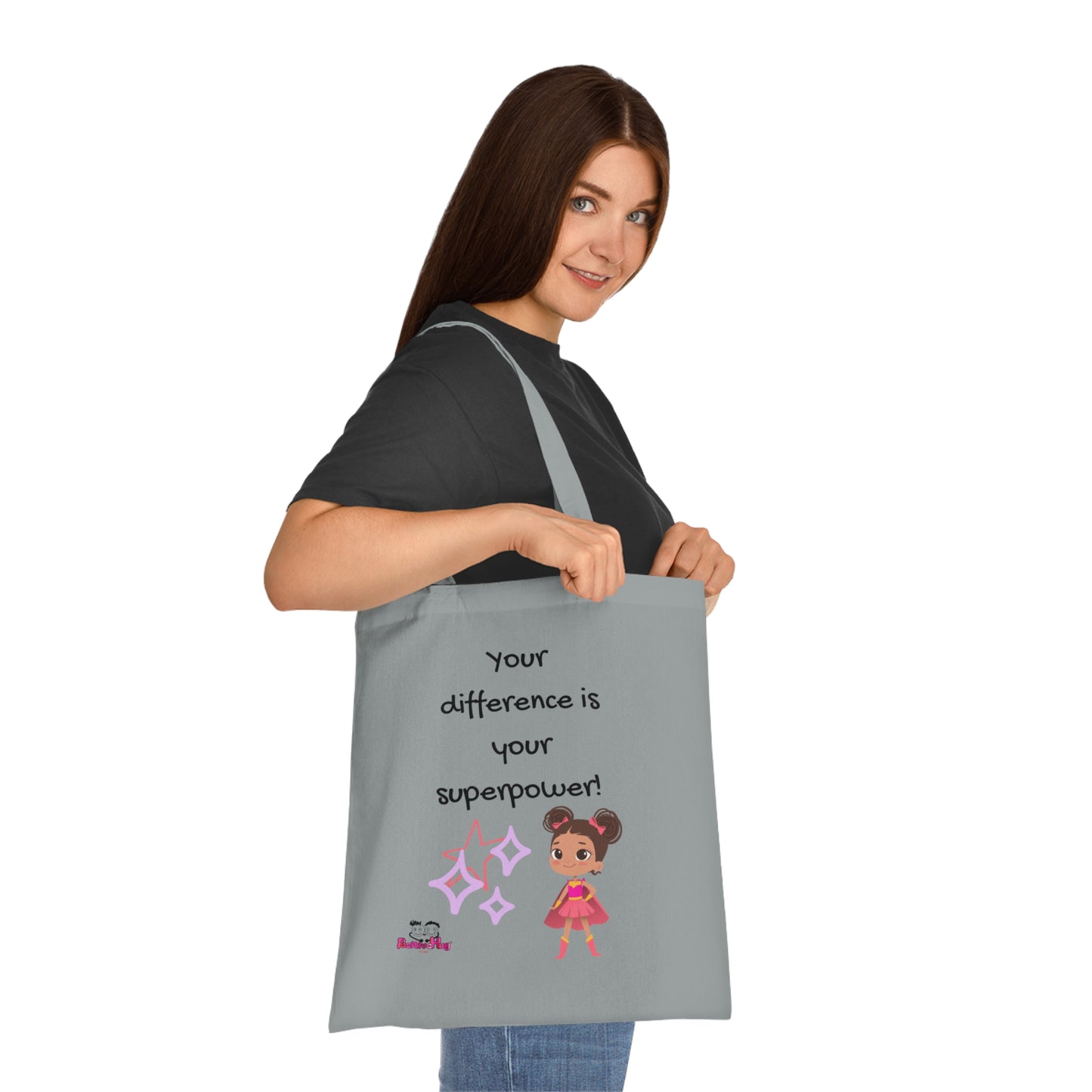 Your difference is your superpower!  Positive Vibes Cotton Tote Bag - Inspirational & Fun Design