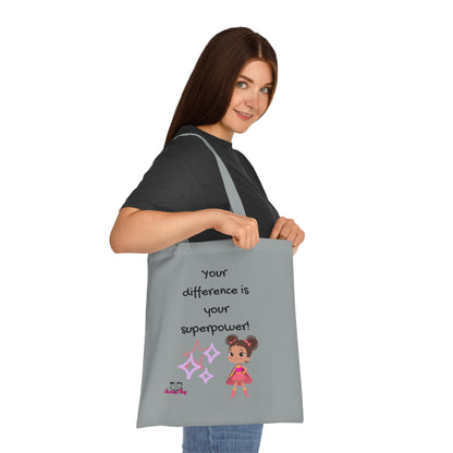 Your difference is your superpower!  Positive Vibes Cotton Tote Bag - Inspirational & Fun Design