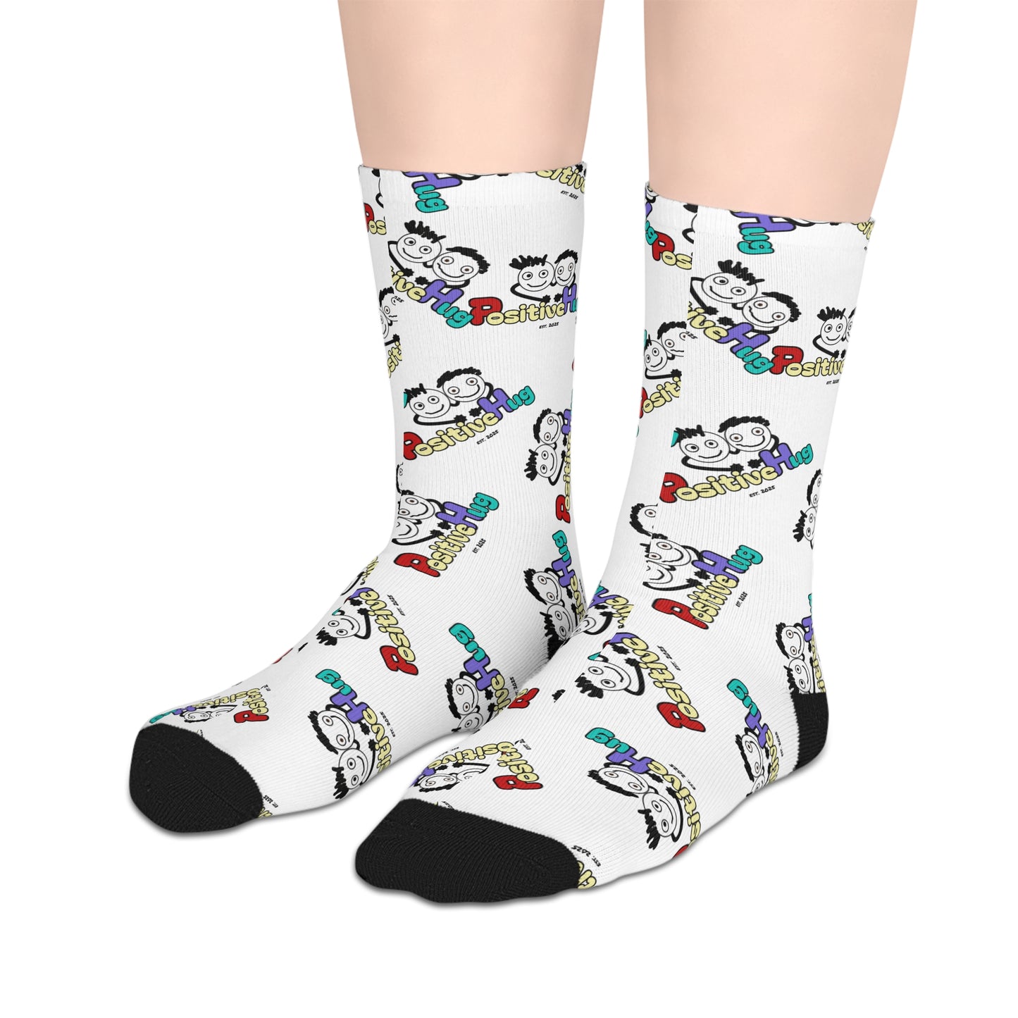 Funky PositiveHug Logo Socks - Playful Mid-Length Socks - One Size