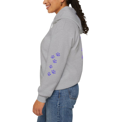 Be the person your cat thinks you are - cute hoodie with paw prints -  Design on back