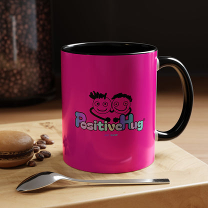 Bright Positivity - Good Morning Starshine' Cute Cheerful Coffee Mug by PositiveHug - Pink exterior