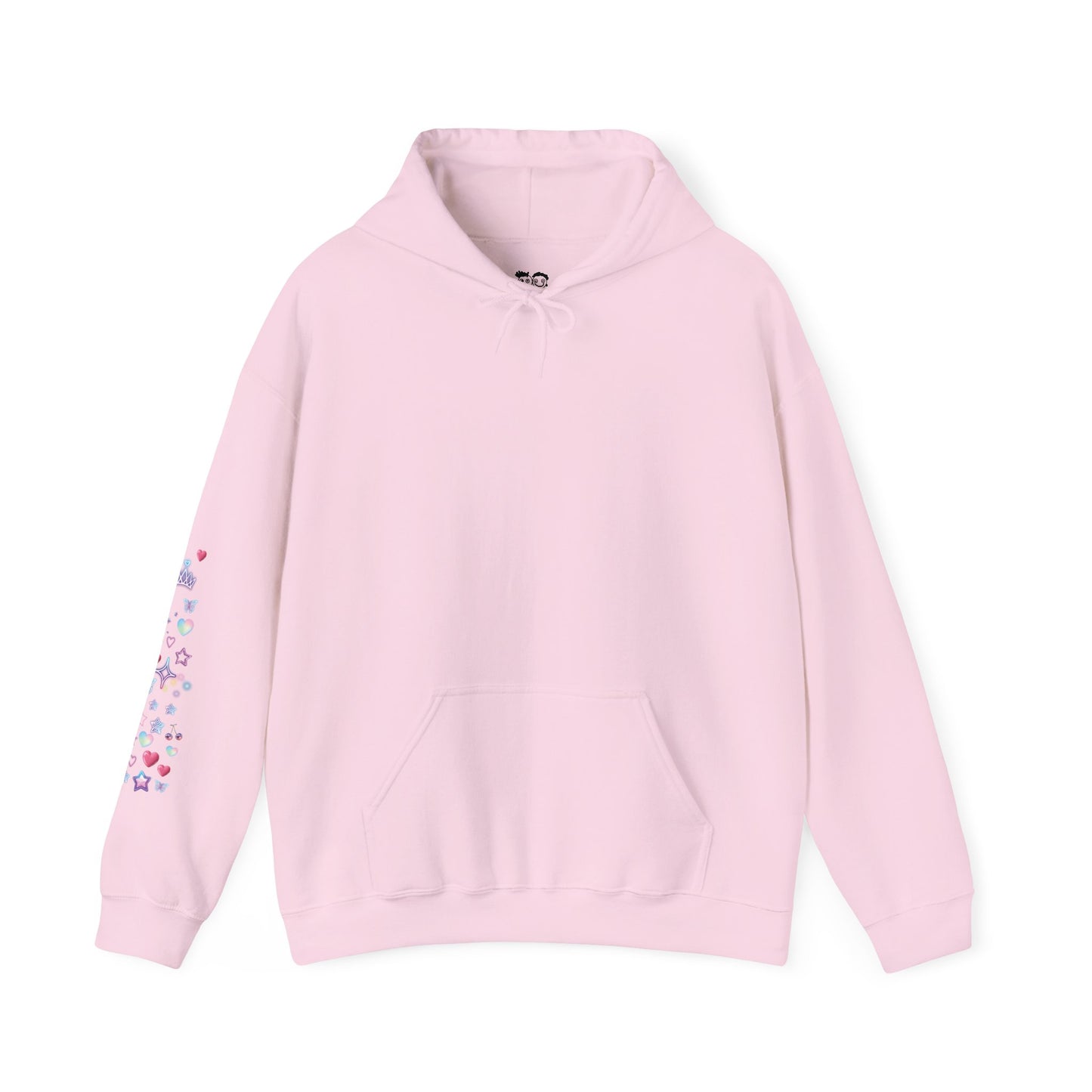 Cute PositiveHug Logo Hoodie with Hearts - Back Graphic