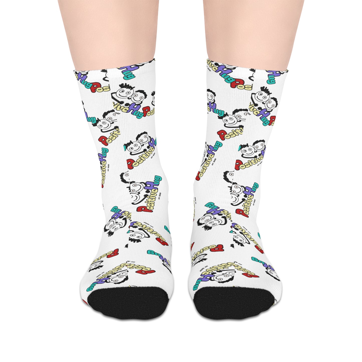 Funky PositiveHug Logo Socks - Playful Mid-Length Socks - One Size