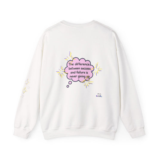 Never Giving Up motivational quote Sweatshirt | Pink speech bubble, stars, women supporting women
