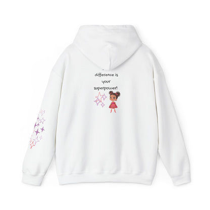 Your Difference Is Your Superpower -  Female Empowerment Graphic Hoodie - Graphic Back