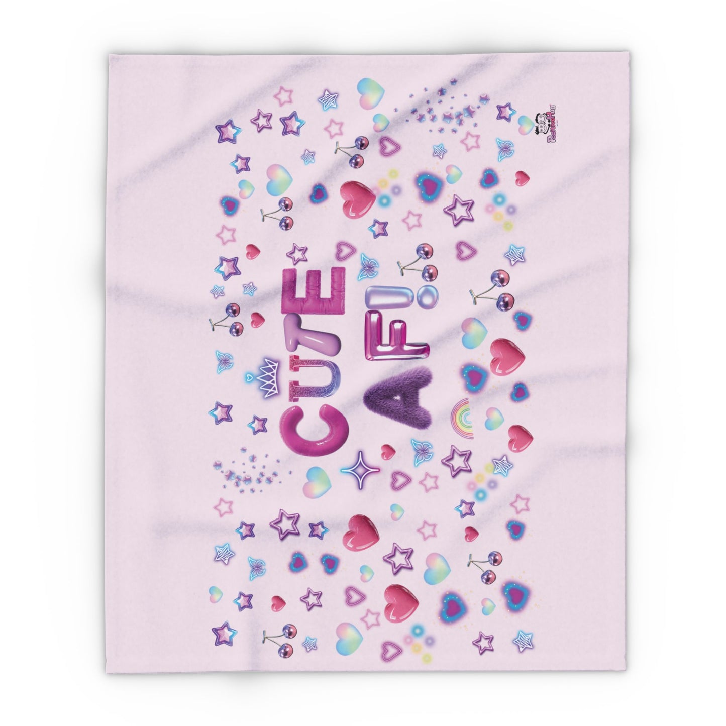 Cute AF Pink Plush Fleece Blanket — Heart & Star Cosy Cute Throw | PositiveHug