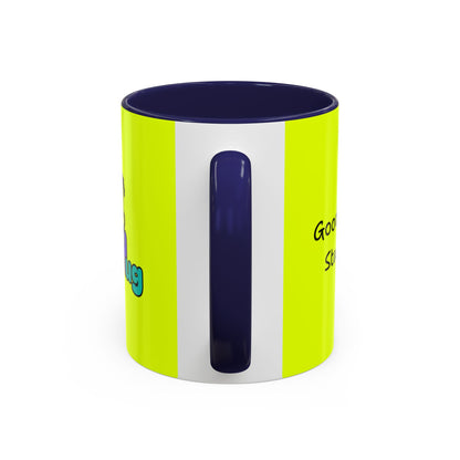 'Good Morning Starshine' Neon Cheerful Coffee Mug by PositiveHug - Yellow exterior