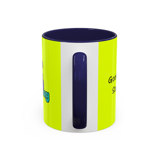 'Good Morning Starshine' Neon Cheerful Coffee Mug by PositiveHug - Yellow exterior