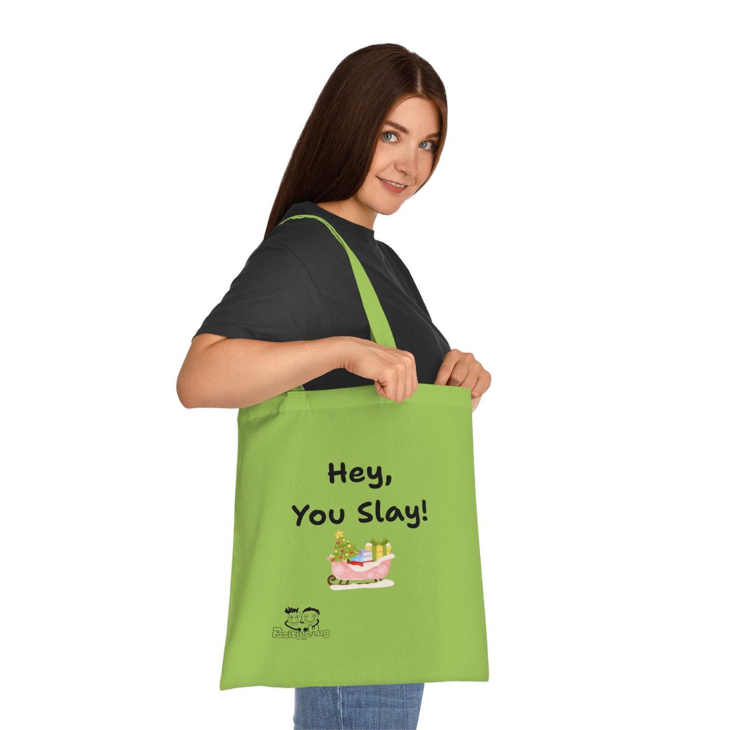 'Hey, You Slay!' Festive Cotton Tote Bag by PositiveHug