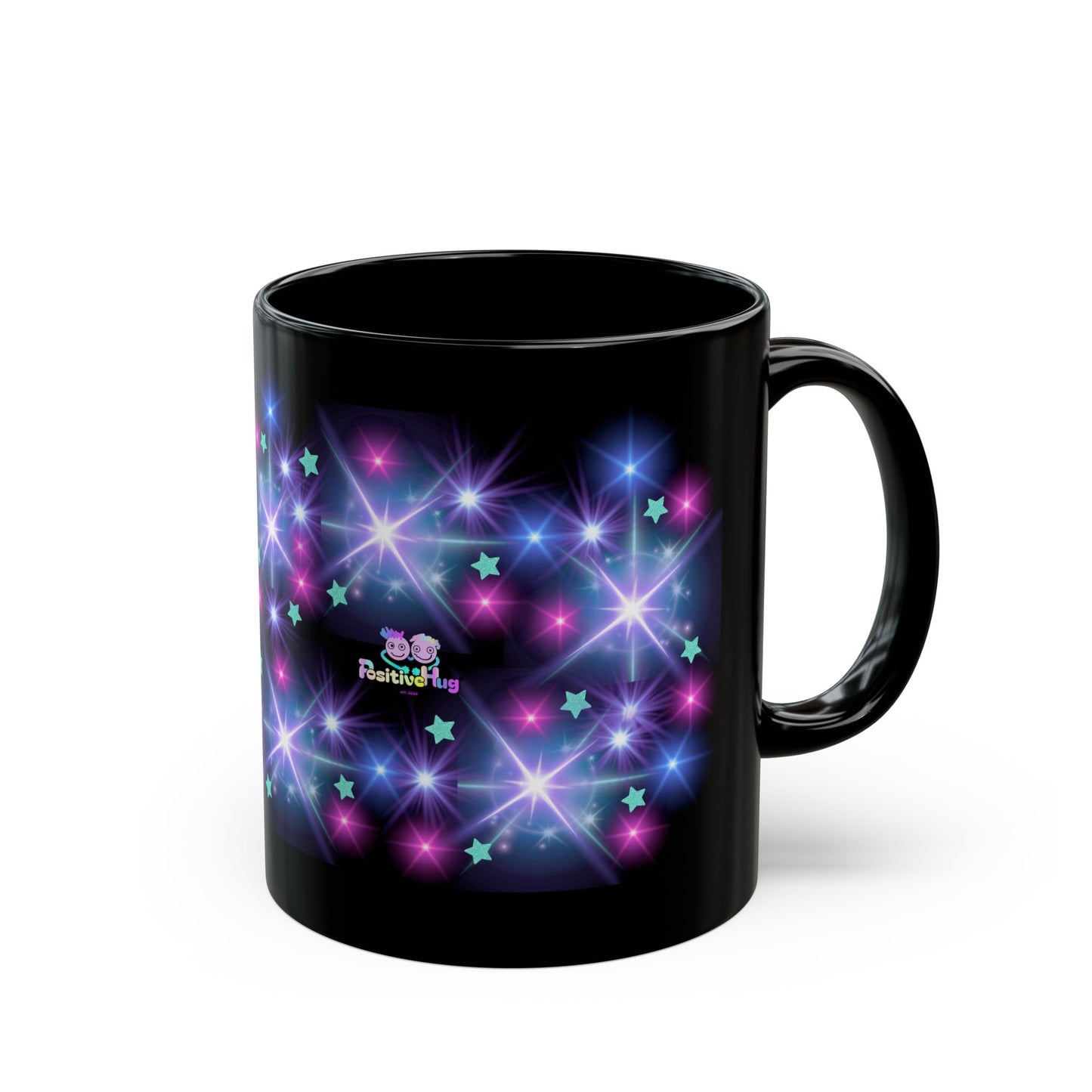 Don't let anything dull your sparkly! - Starlight Glow Black Coffee Mug — Inspirational Sparkle Design (11oz/15oz)