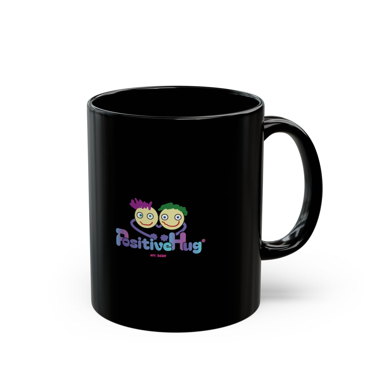 'Try to be the Rainbow in Someone Else's 💩 Storm' Inspirational Black Ceramic Mug (11oz / 15oz) | PositiveHug