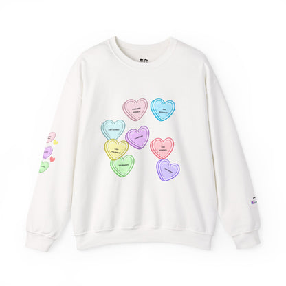 Self-Love Candy Hearts Affirmation Crewneck Sweatshirt