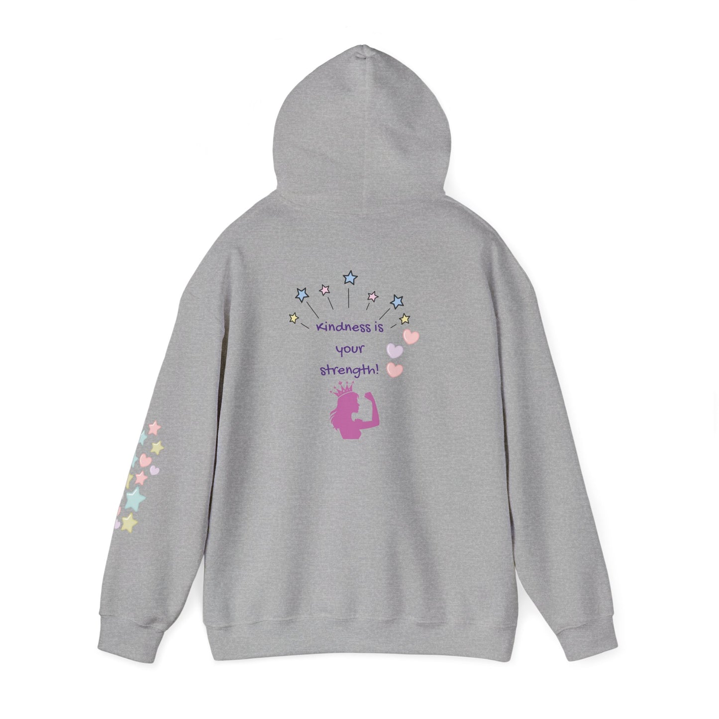 Kindness Is Your Strength  — Pastel Hearts & Stars Motivational Hoodie