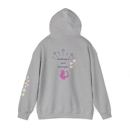 Kindness Is Your Strength  — Pastel Hearts & Stars Motivational Hoodie