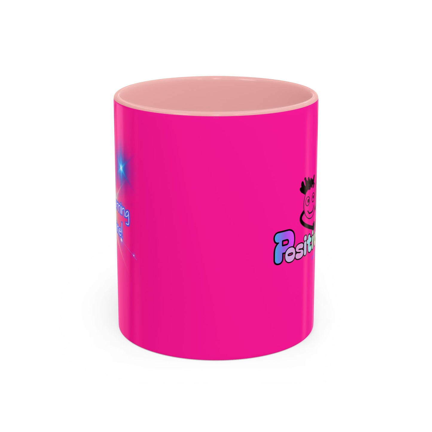 Bright Positivity - Good Morning Starshine' Cute Cheerful Coffee Mug by PositiveHug - Pink exterior