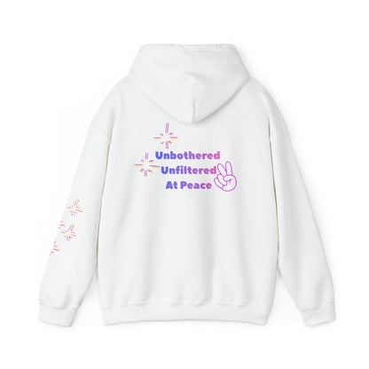Unbothered Unfiltered At Peace Hoodie — Anti Social Media Graphic